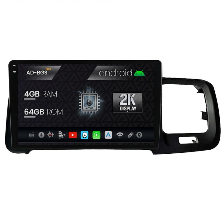 Navigatie Autodrop 2K Volvo S60 (2010-2015), Android OS, S-Quadcore, 4GB RAM, 64GB ROM, 9.5 Inch - AD-BGS90042K, AD-BGRKIT401