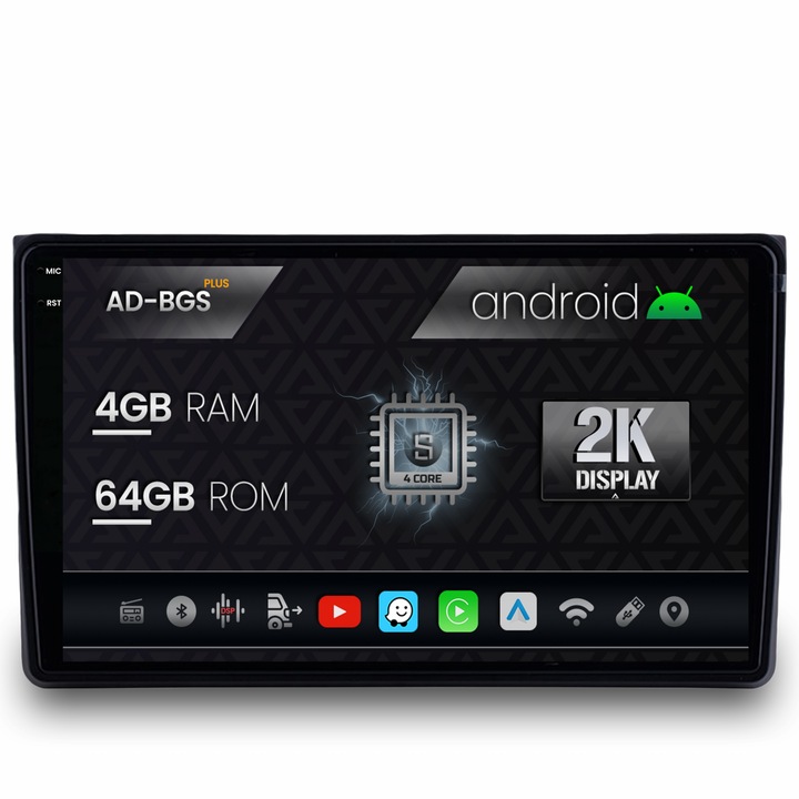 Navigatie Autodrop 2K Audi A4(B6, B7), Seat Exeo, Android OS, S-Quadcore, 4GB RAM, 64GB ROM, 9.5 Inch - AD-BGS90042K, AD-BGRKIT425