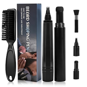 Pachet de 4 stilouri pentru umplerea barbii DUAIU, vopsea si umplerea barbii, stilouri pentru barba impermeabile pentru barbati, umple si ingrijeste barbile neuniforme cu stilouri pentru barba, Negre