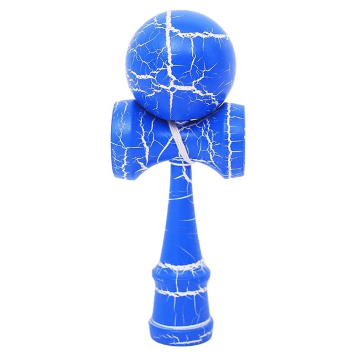 Kendama X Originala, Profesionala, Kendama Cracked, din Lemn – 18 cm, Crack Albastru/Alb