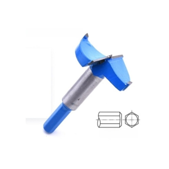 Broca Forstner, set de broci din carburi de tungsten, taieturi precise, hexagonal, pentru carpinterie