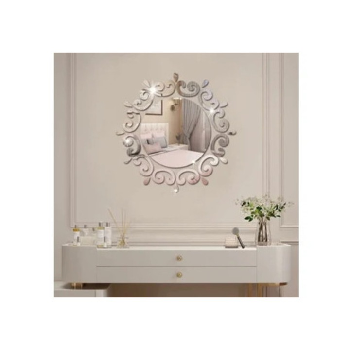 Retro kör alakú fali tükör, HD fényvisszaverő felület, hálószobába és nappaliba, dekoratív szett