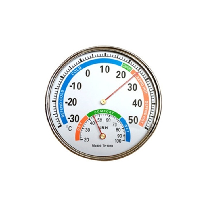 Termometru meteorologic, metalic, wireless, design cu indicator, pentru temperatura, umiditate