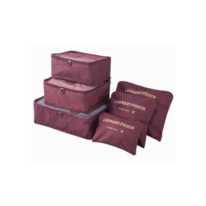 Utazótáska-rendező szett, sötétvörös