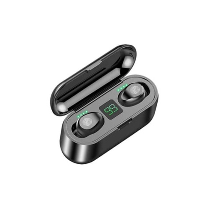 Vezeték nélküli True Wireless fülhallgató, vízálló, mikrofonnal, töltőtokkal