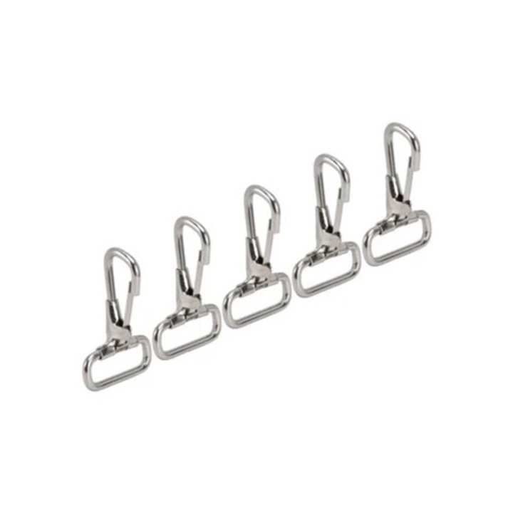 Set de 5 catarame din inox, 304 pentru chei, lese de caine, 29 mm
