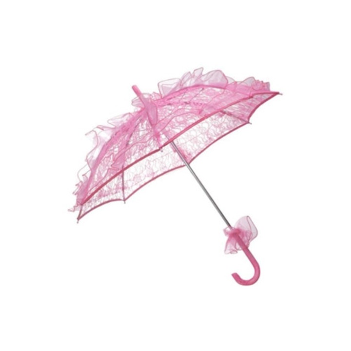 Umbrela de nunta roz cu dantela, pliabila, usoara, pentru evenimente, 100x100cm