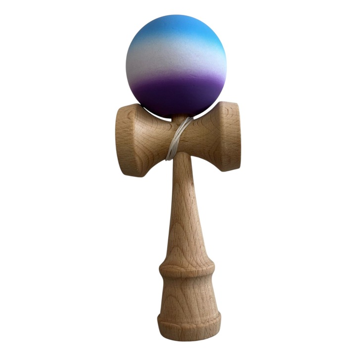 Jucarie Kendama fa játék 18 cm, kék-fehér-lila