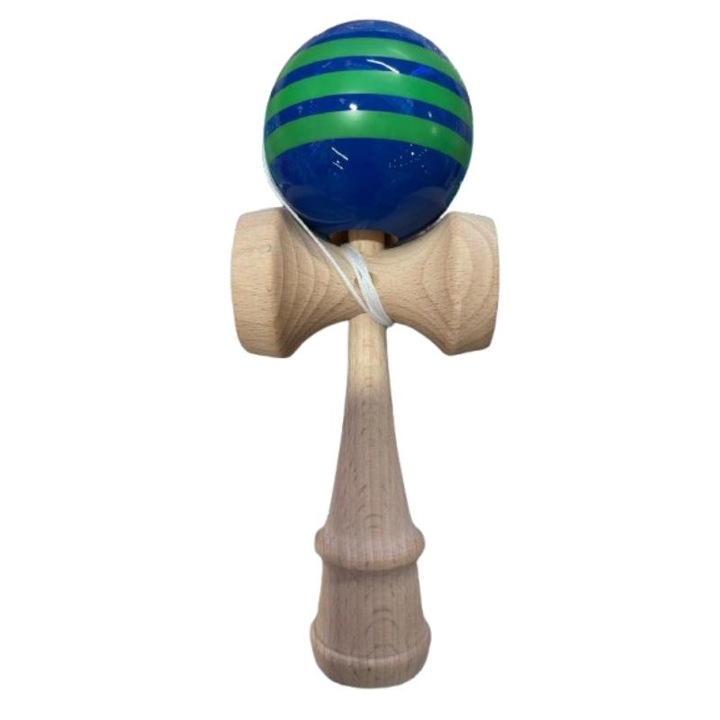 Interaktív Kendama Játék, fából, 18 cm, normál kupák, Ügyességi Játék Gyermekeknek és Felnőtteknek, kék zöld csíkos, fényes golyó, 7 év+