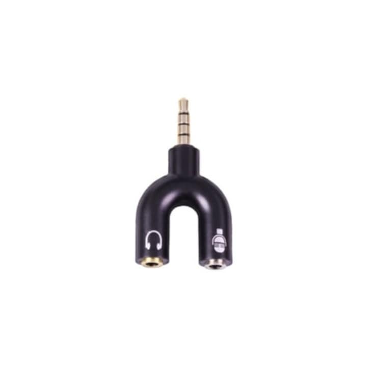 Fejhallgató és mikrofon elosztó 3.5 mm, fekete