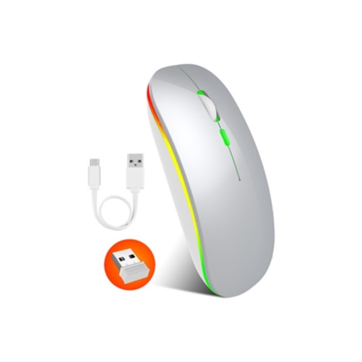 Мишка безжична презареждаема Hxsjj M40, 2.4G, с цветни светлини, офис материал