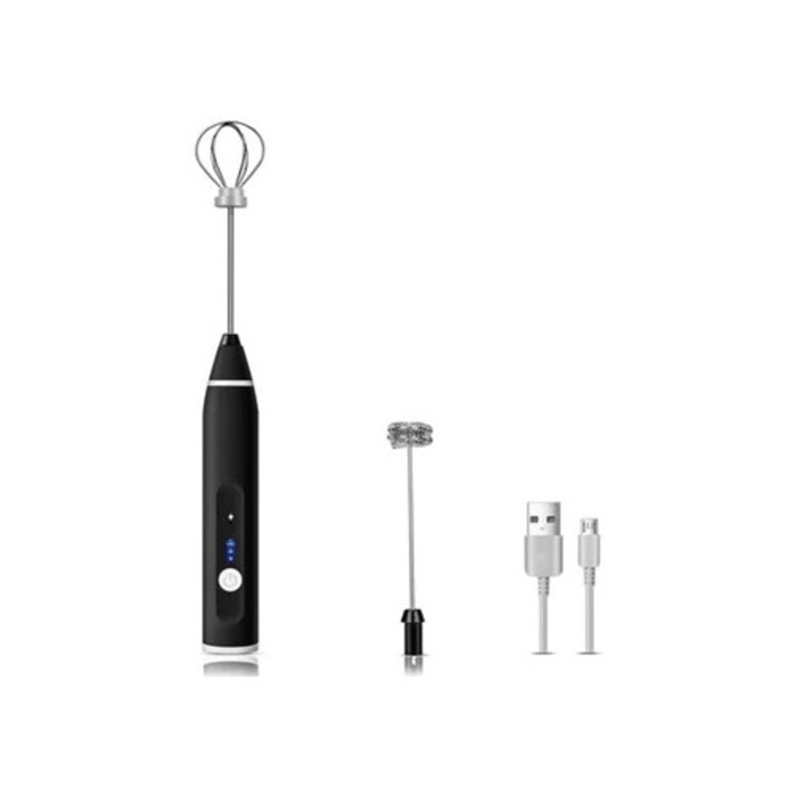 Espumator de lapte electric 2 in 1, recargabil USB, pentru cafea, latte, cappuccino, set