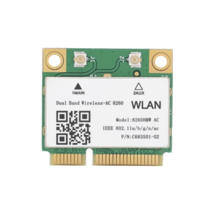 Placa de retea wireless dual-band 2.4g/5g, Bluetooth 4.1, Mini PCIe, 802.11ac, 867mbps