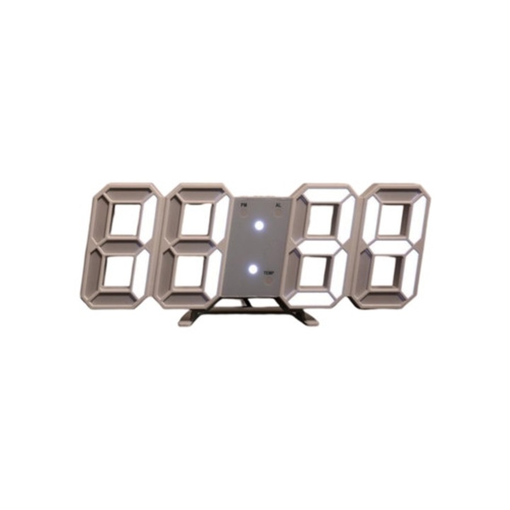 Többfunkciós LED-es dekorációs óra, digitális, távirányítós, hőmérséklet, éjszakai fény, 30x30 cm