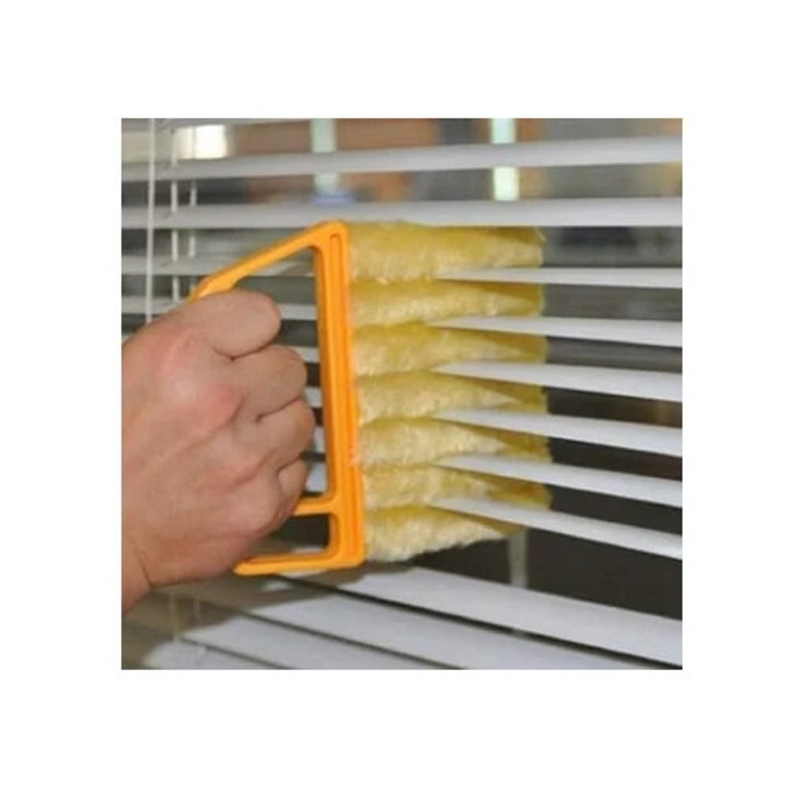 Perie du curatare jaluzele, cu dispenser de sapun, galben