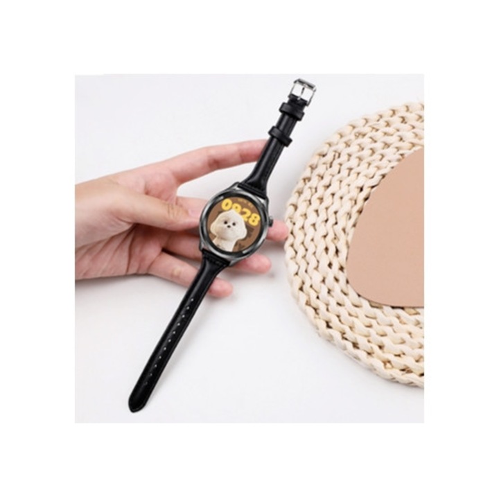 Каишка за смарт часовник Eifson за Xiaomi Watch S4, кожа, 22мм, черна, 41мм