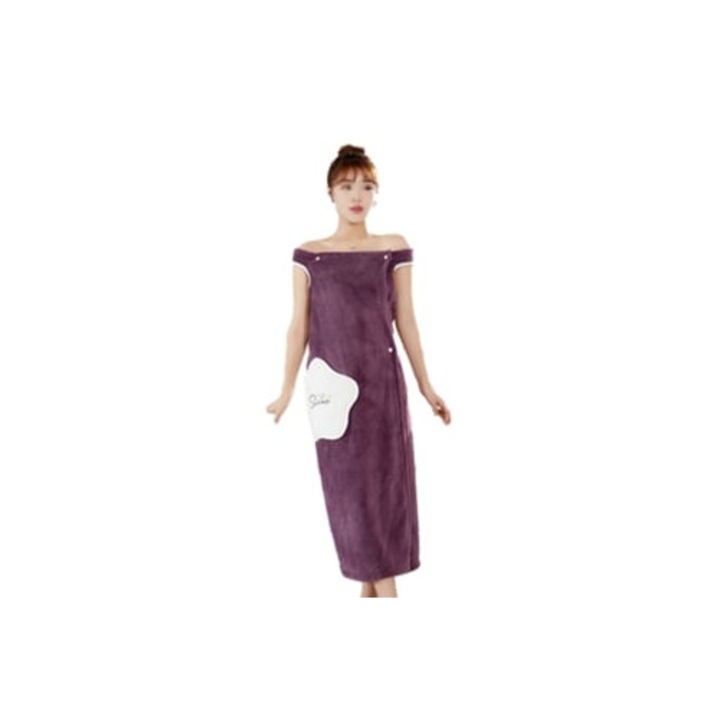 Комплект халати за баня TRUYUETY, абсорбиращи, лилави, 2XL