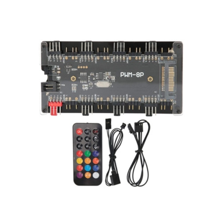 Hub Argb Pwm Hub Argb 8 utas 5V 3 tűs és 8 utas 4 tűs hűtőventilátor Pwm Hub Argb világítás 1 utas 5V 3 tűs és távirányító