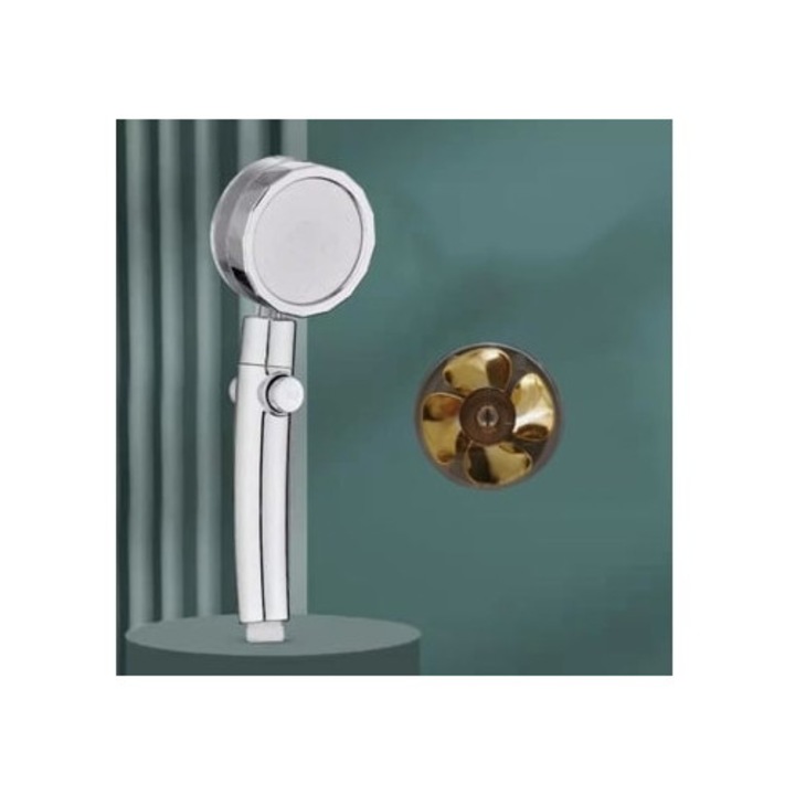 Cap de dus rotativ 360 grade, economisire apa, aur, set