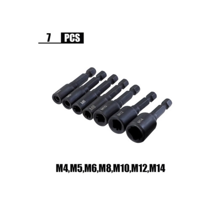Set adaptor de soquete cu tija hexagonala 1/4 M4-M16 HSS