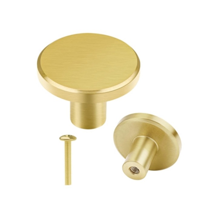 Set de 8 manere rotunde din alama pentru sertare si dulapuri, 28x20mm