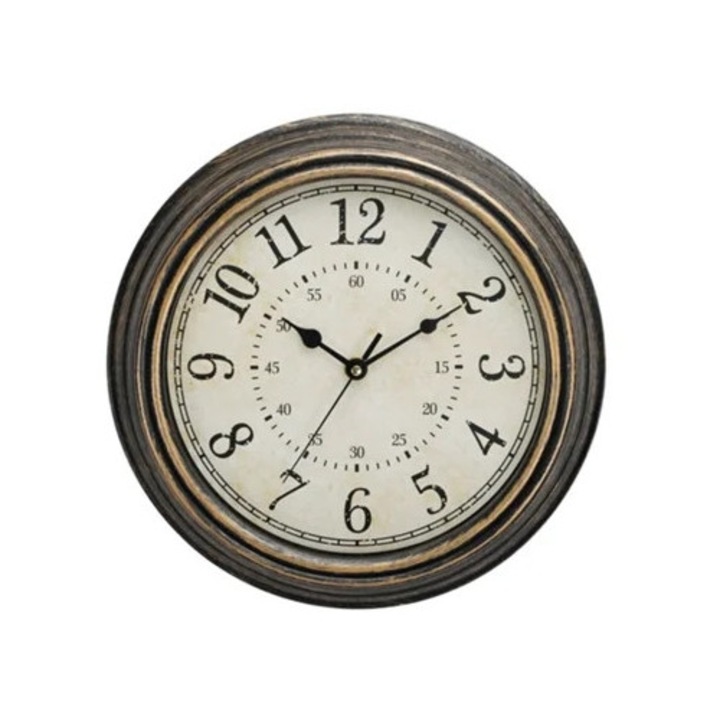 Vintage dekoratív falióra, réz, 30 cm, halk, nagy számok