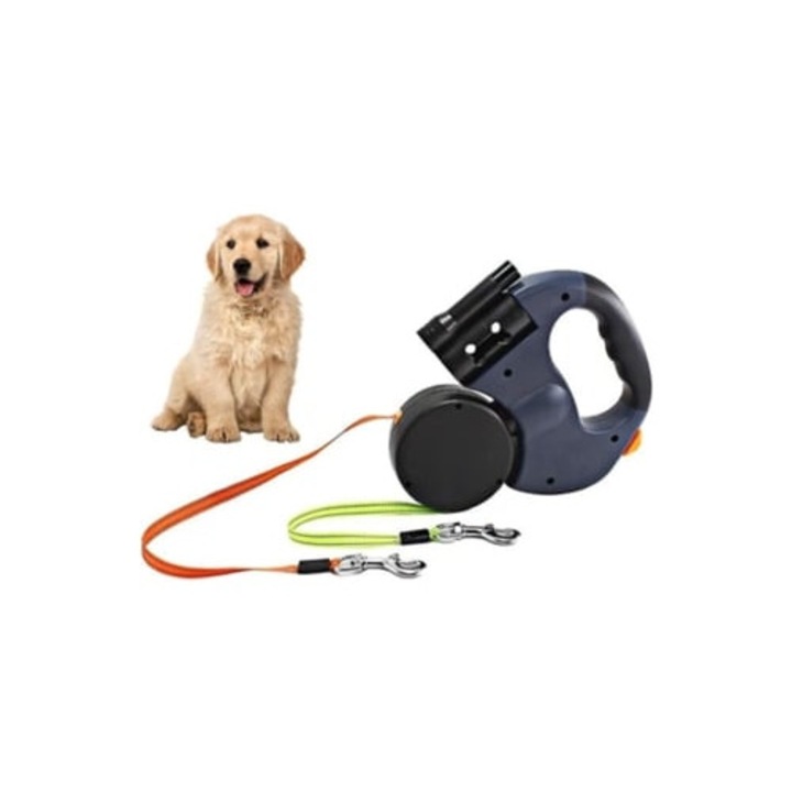 Zgarda dubla, 3m, pentru doi caini