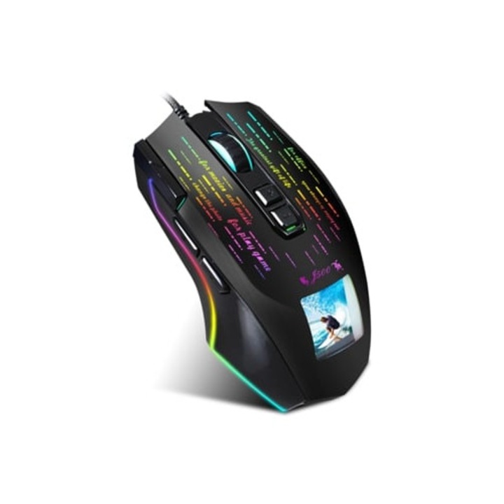 TRUMSEN J500 RGB gamer egér, 10000dpi, fekete