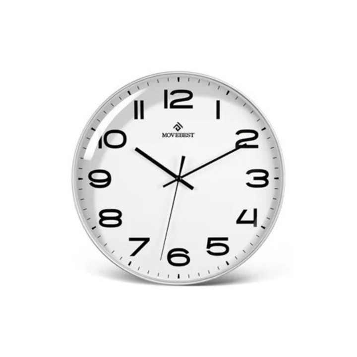 Analóg dekoratív falióra 10 hüvelykes, fehér, csendes, modern