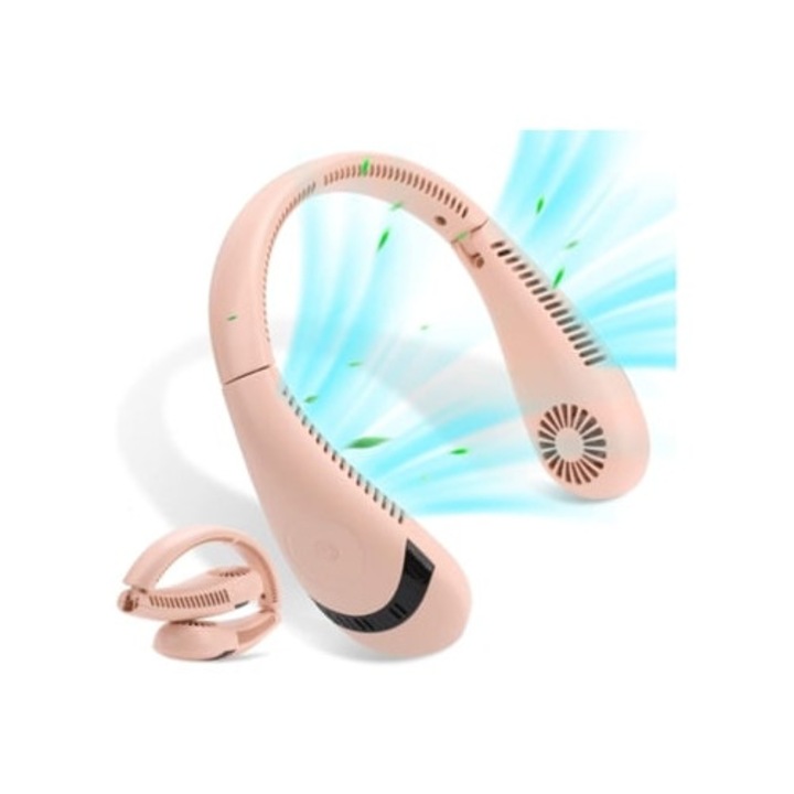 Преносим вентилатор за врат ENZON 5000mAh 3 скорости розов