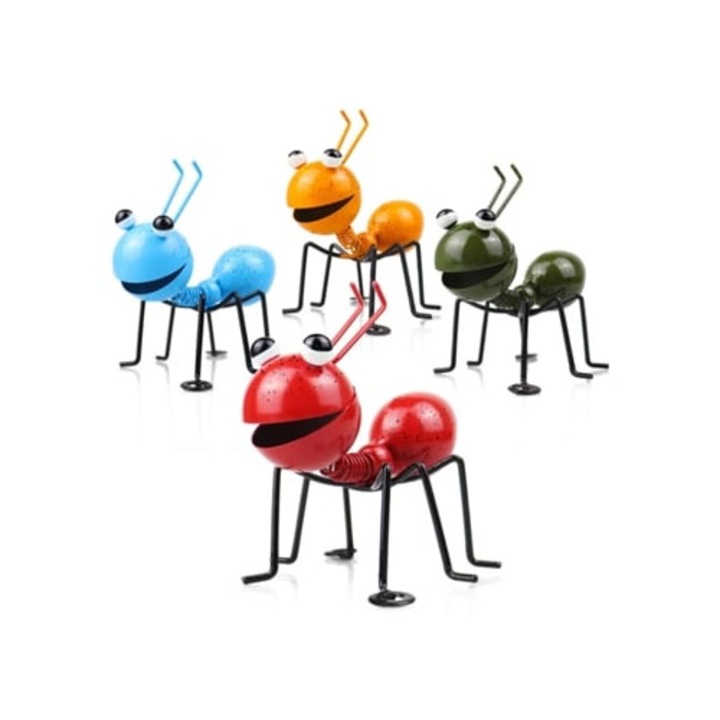 Sculptura de gradina metalica furnica, accesorii pentru gradina, design realist, multicolor