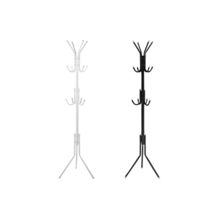 Független fém ruhaállvány, 12 horoggal, kalap- és sáltartó, fekete