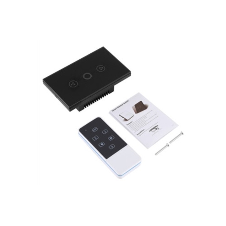 LED kapcsoló, érintőképernyős, üvegpanel, fekete, távirányítóval