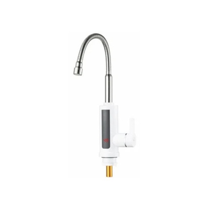 Електрически кран за кухня с мигновено загряване, въртяща се тръба на 360 градуса, с LED екран, комплект