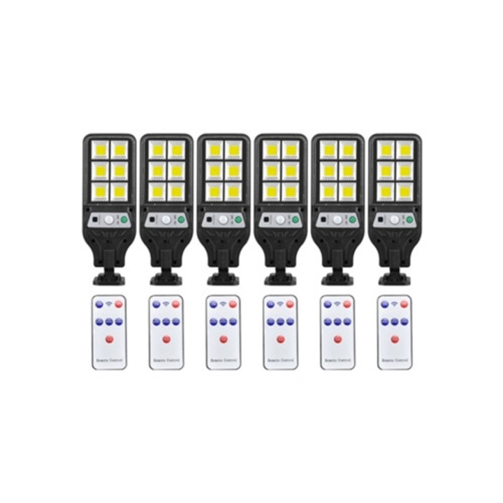 Set de 6 lampi solare cu control remote, negru