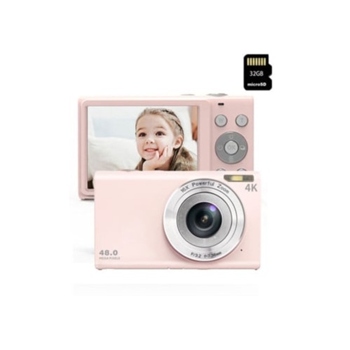 Camera compacta digitala 48MP 4K 2.8 inch 32GB roz