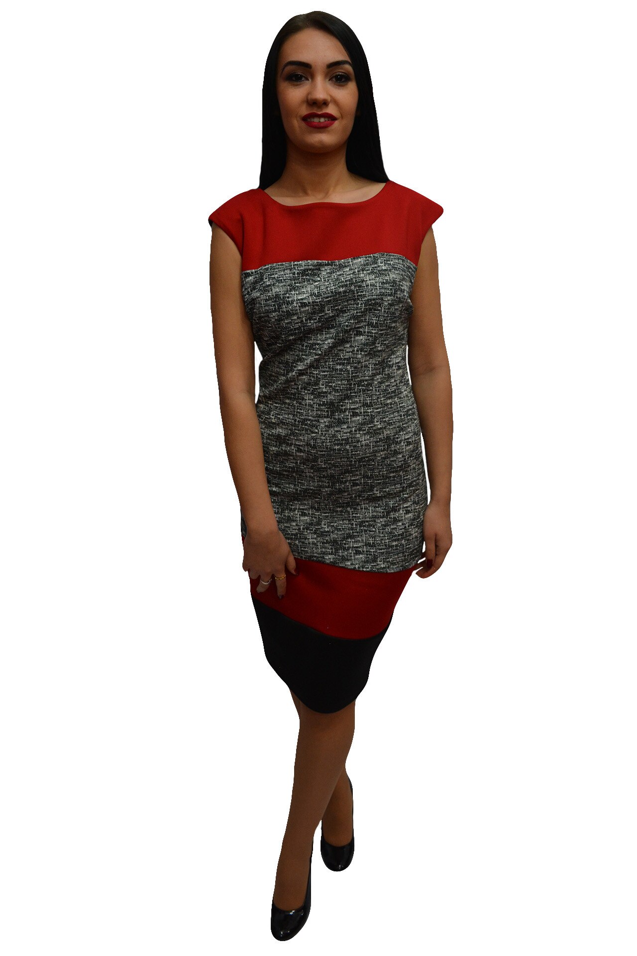 Rochie tinereasca cu design de dungi,croi cambrat,masura mare,D&J Exclusive, Multicolor
