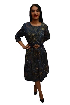 Rochie evazata de toamna-iarna, design colorat,masura mare,D&J Exclusive, Bleumarin Rochie evazata de toamna-iarna, design colorat,masura mare,D&J Exclusive, Bleumarin
