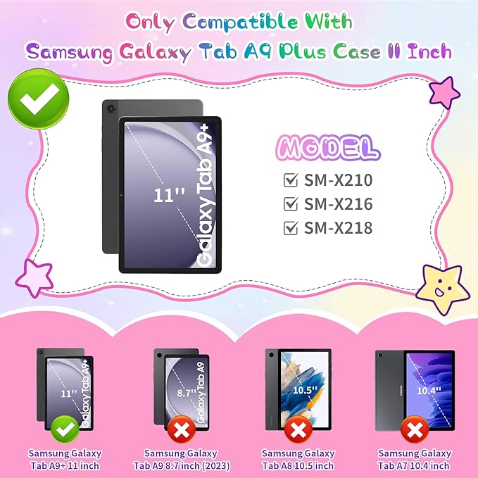 Husa 3D unicorn pentru tableta Samsung Galaxy Tab A9 Plus, silicon, suport rotativ, curea de umar, 11 inch