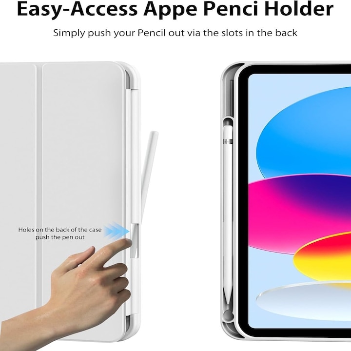 Husa de protectie pentru iPad (A16) 11 generatie de 11 inch 2025, husa pentru iPad 10 generatie de 10, 9 inch 2022, cu suport pentru stilou, husa inteligenta cu suport pliabil in trei, space grey