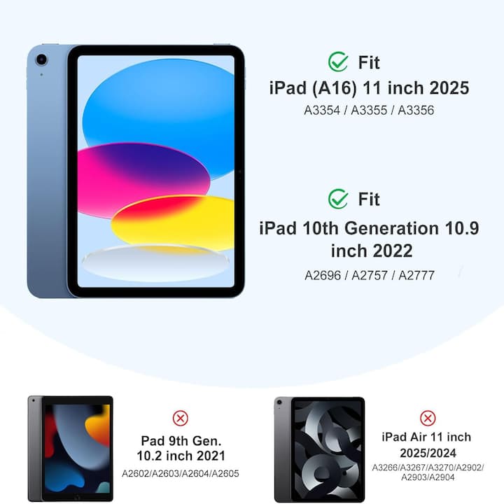 Husa de protectie pentru iPad 11 (A16）11" 2025, husa pentru iPad 10 10, 9 inch 2022, cu suport pentru stilou, husa inteligenta cu suport pliabil in trei, husa spate ultra-subtire din TPU moale, Negru