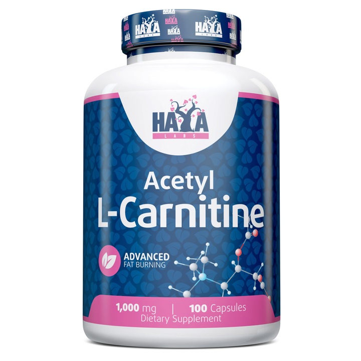Supliment alimentar, Haya Labs, Acetil L-carnitina, 100 capsule, energie, recuperare