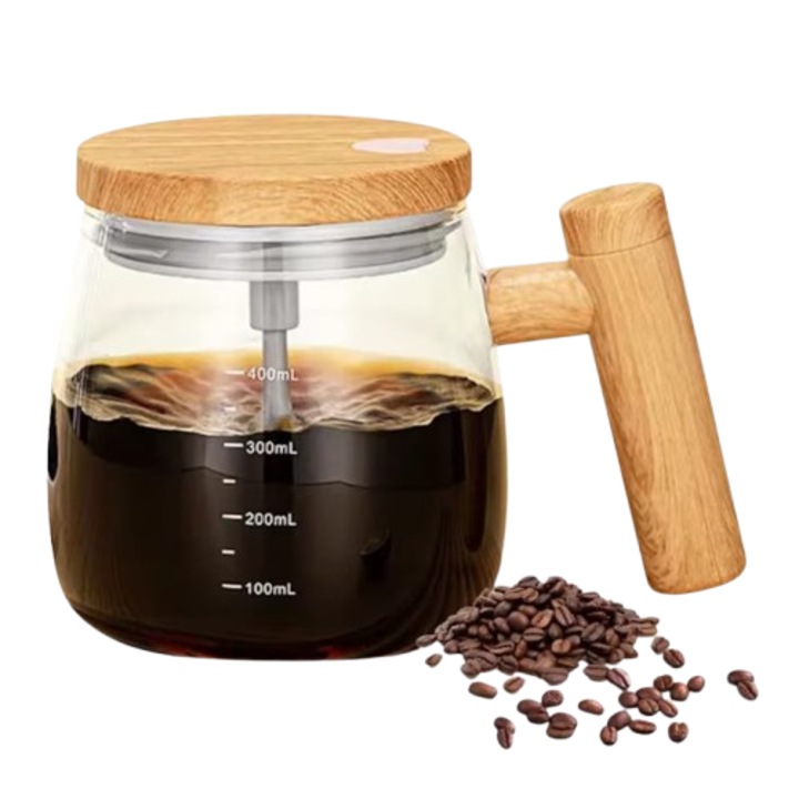 Cana electrica cu amestecare Love Chocolate, sticla, 400 ml, 16x11.5x12.5 cm