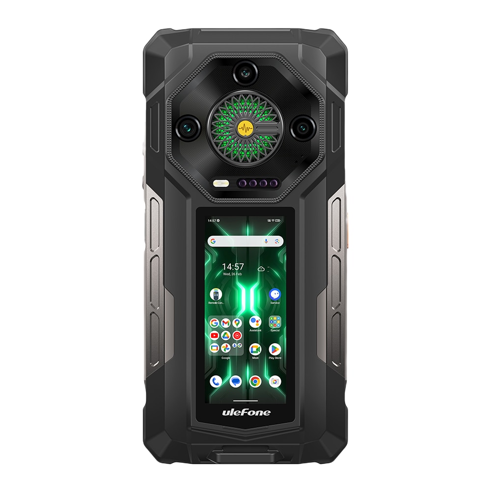 Telefon mobil Ulefone Armor 33 Pro, Dual SIM, 5G, Dimensity 7300x, Dual Screen 6.95-inch 120Hz 700nits + 3.4-inch, 32GB RAM / 512GB, Camera 50MP + 64MP + 50MP Macro, Stereo, Infrarosu, 25500mAh, NFC, IP68/IP69K, Android 15