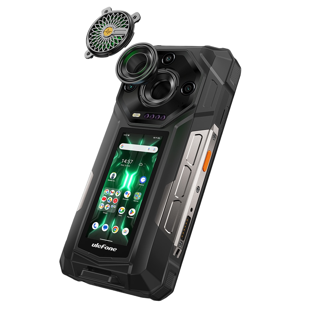 Telefon mobil Ulefone Armor 33 Pro, Dual SIM, 5G, Dimensity 7300x, Dual Screen 6.95-inch 120Hz 700nits + 3.4-inch, 32GB RAM / 512GB, Camera 50MP + 64MP + 50MP Macro, Stereo, Infrarosu, 25500mAh, NFC, IP68/IP69K, Android 15