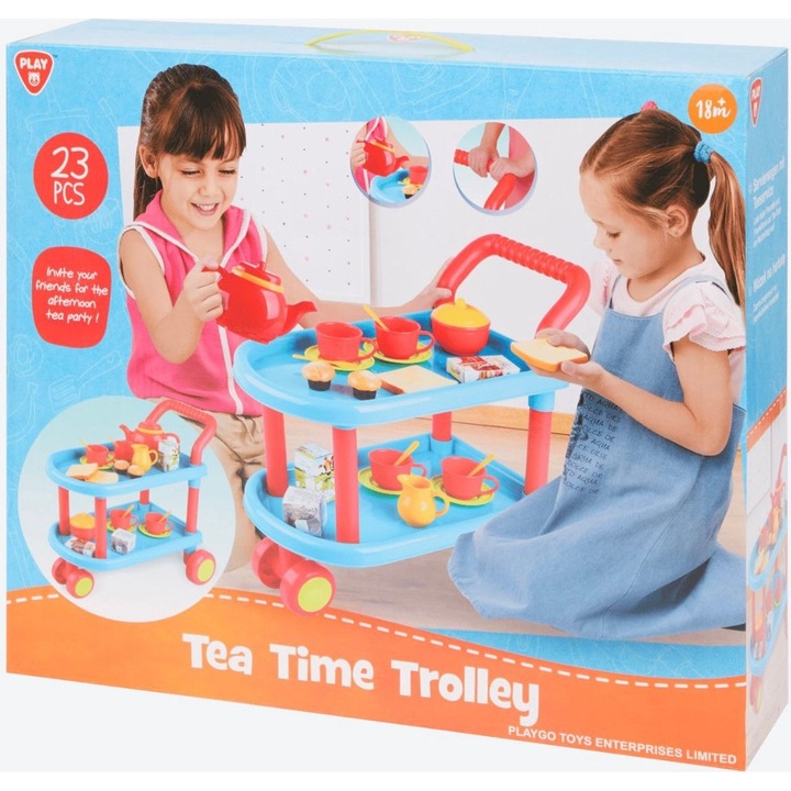 Jucarie Tea Time Trolley / Masuta de ceai, 32 piese, multicolor