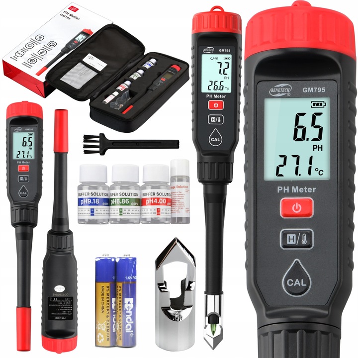 Aparat de măsurare pH și temperatură, Benetech GM795, inoxidabil, auto-calibrare, 43x42x292mm