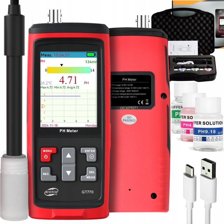 Aparat de măsurare pH, Benetech GT770, 3 în 1, compact, autocalibrare, multicolor