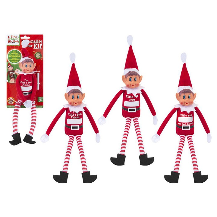 Elf de Crăciun 30 cm, cu față din vinil, fără părți modelabile