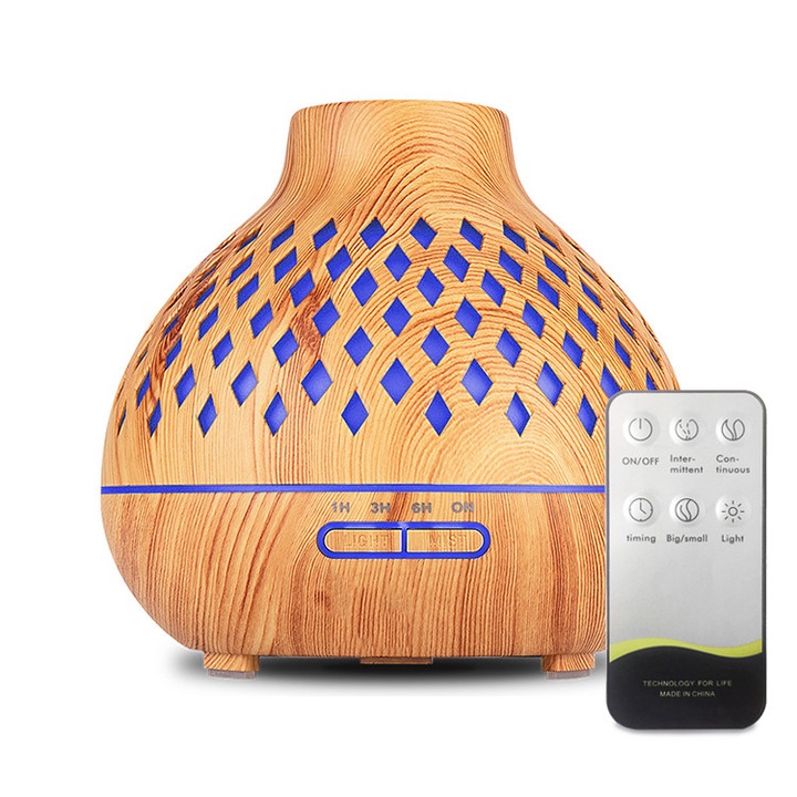 Ултразвуков овлажнител за въздух, 400мл, пречиствател на въздух, таймер сензор за влажност, безшумен, таймер, LED светлина, с дистанционно управление, елегантен вид, за дома, офиса, всекидневна, бебешка стая, кабинет